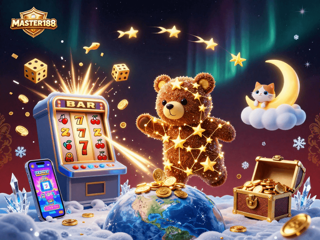 MASTER188 invites players to enjoy a vibrant 3D casino scene filled with excitement.
