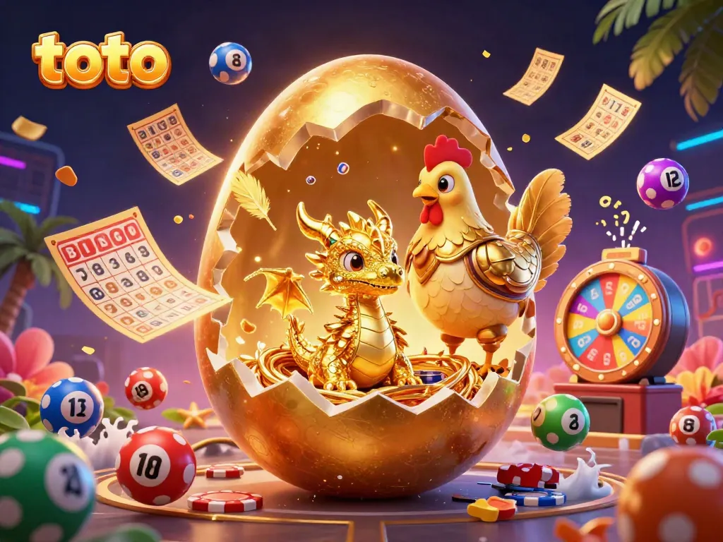 Engage in thrilling casino action with a golden toto dragon at a vibrant gaming scene.