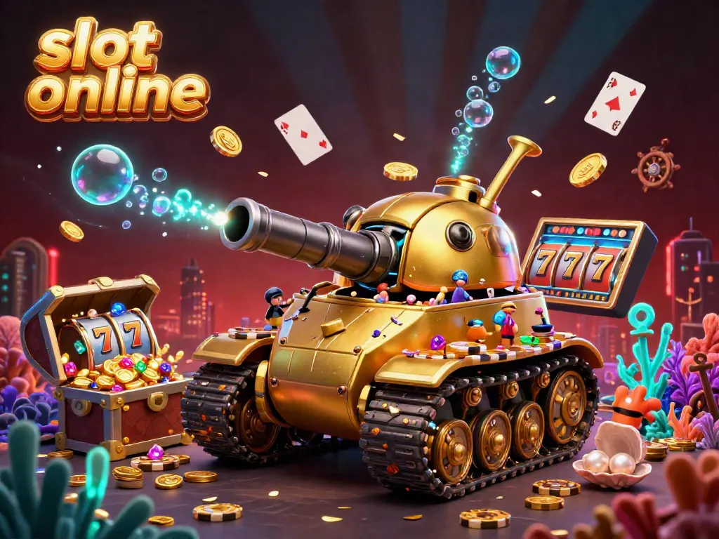 Experience thrilling slot online action with a massive golden beetle tank revealing a miniature casino inside.