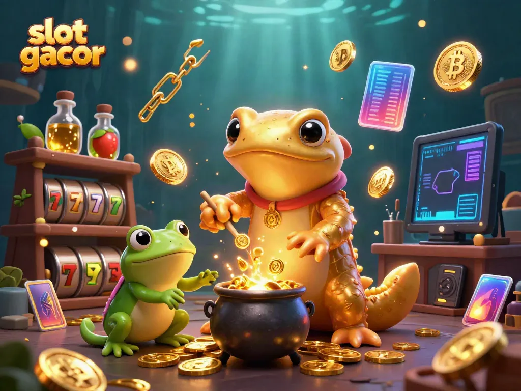 Engage in thrilling slot gacor gameplay with a golden salamander alchemist and vibrant casino symbols.