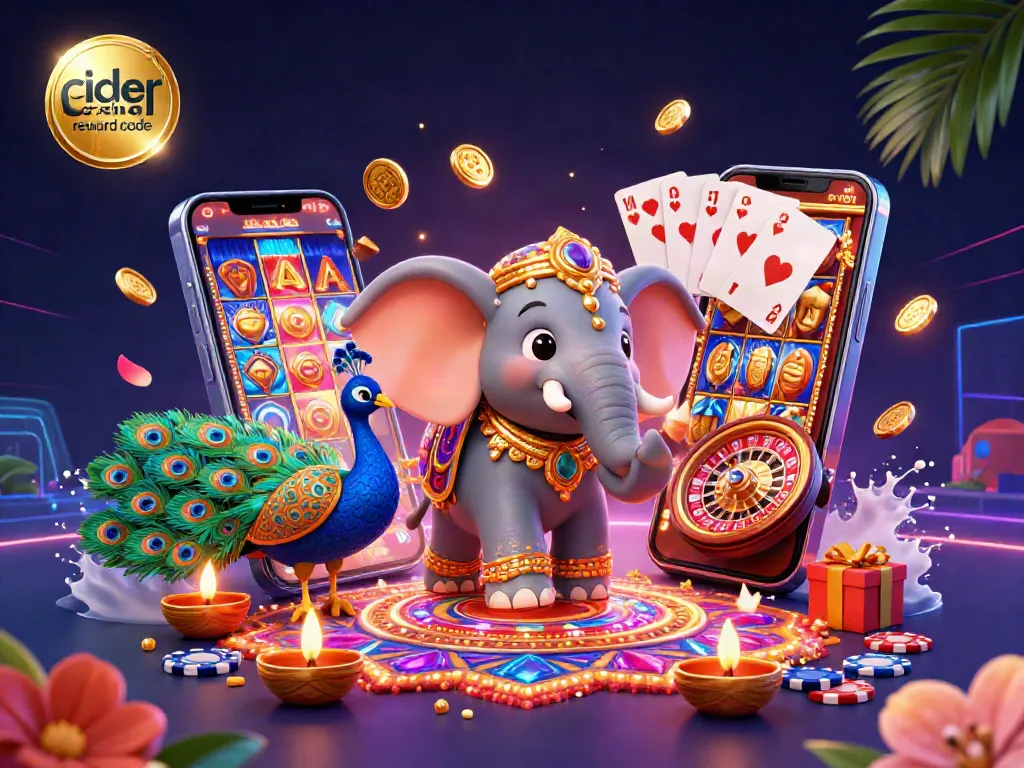 Experience the excitement of Cider Casino reward code with dynamic 3D slot game visuals and golden coins.