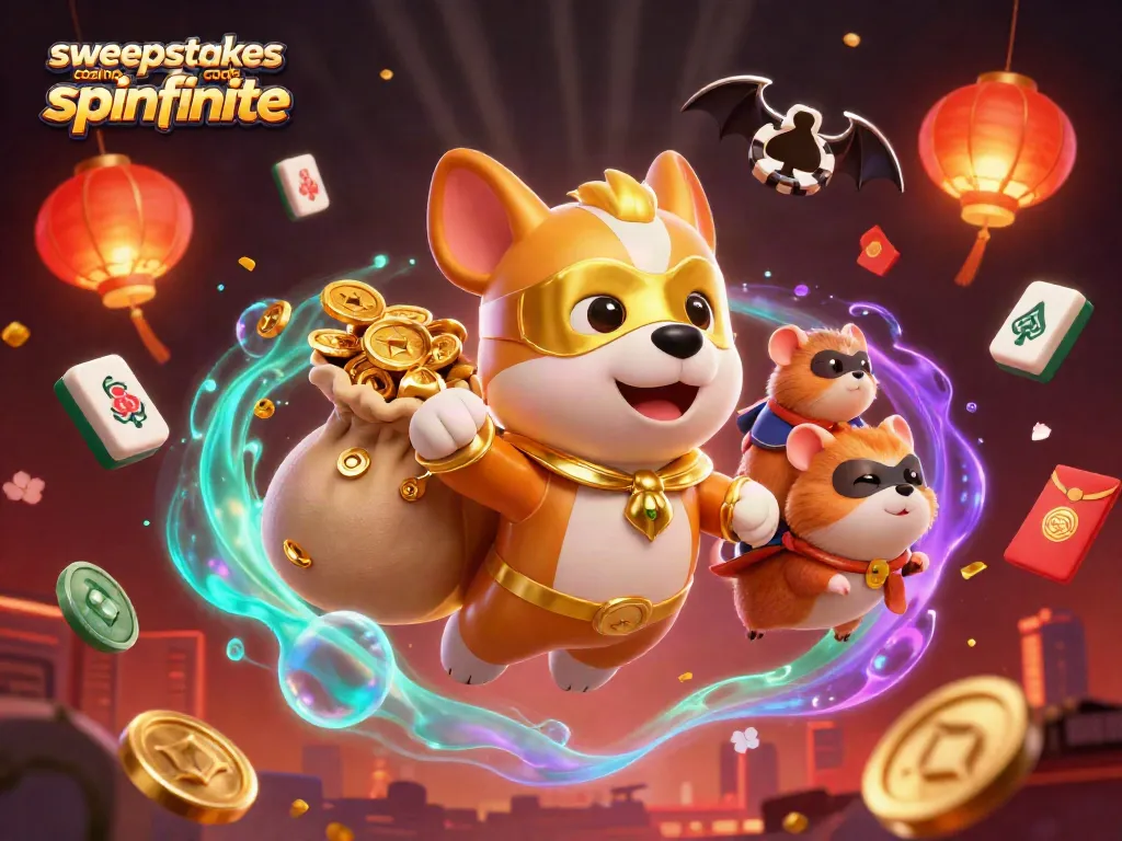 Engage with sweepstakes casino promo code spinfinite in this vibrant 3D scene featuring fun gambling characters.