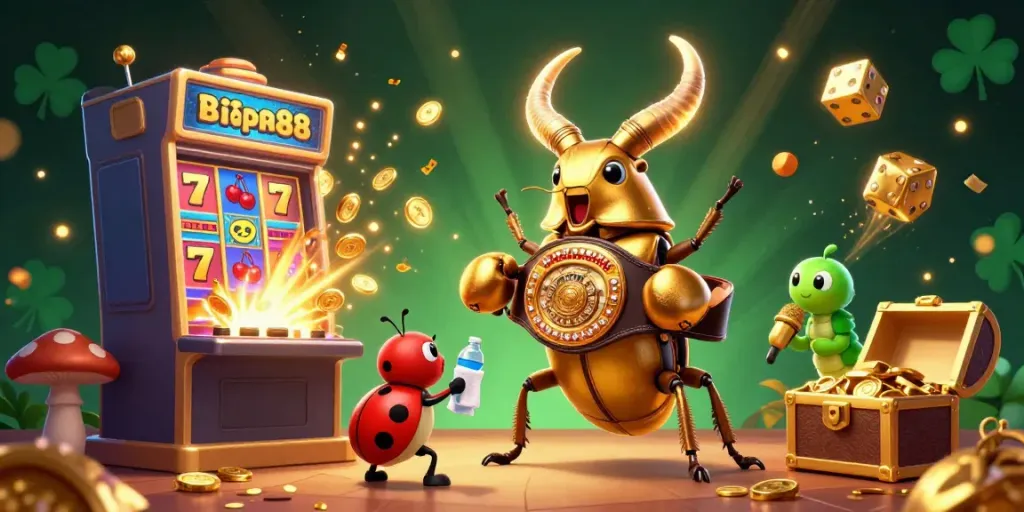 Experience bigpot88 with vibrant slot games, casino excitement, and dynamic characters in a lively 3D scene.