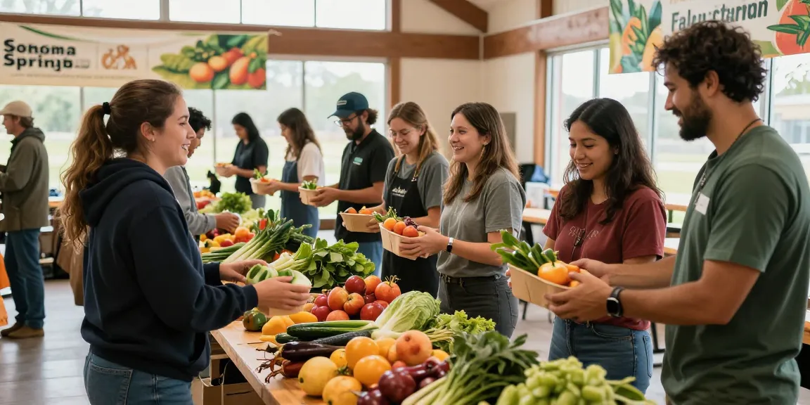 Community food distribution at springshall.org showcasing local produce and support.