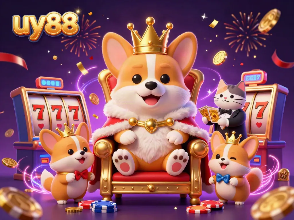Experience exhilarating slots and games with uy88 at this vibrant, festive casino scene.