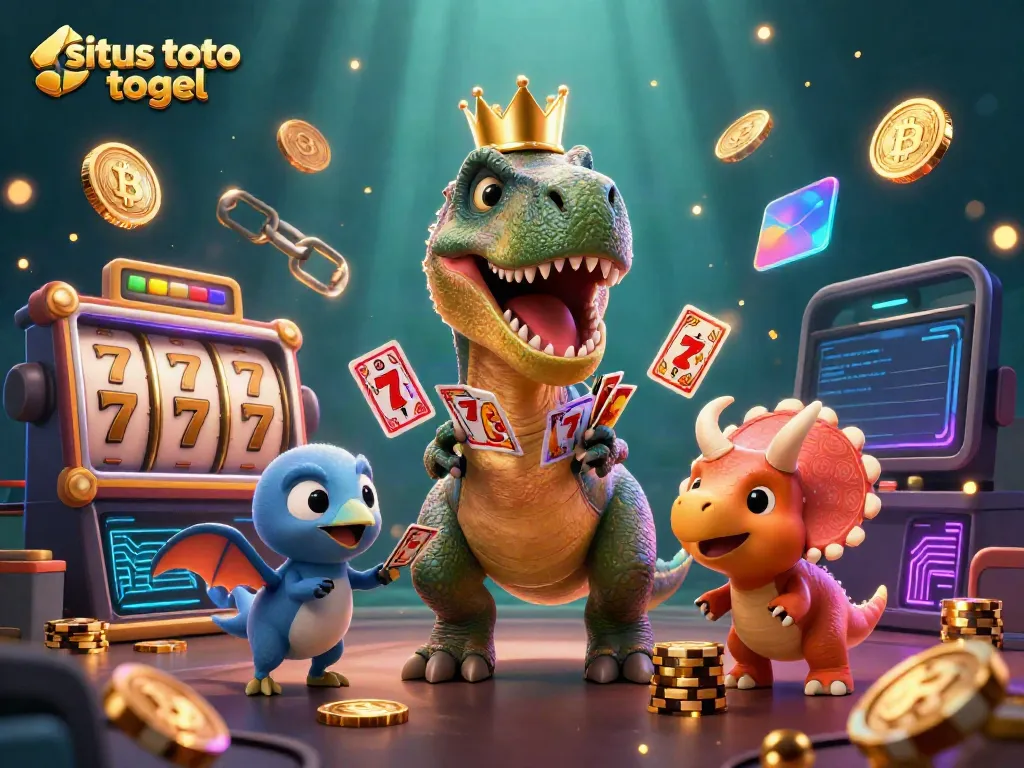 Experience the excitement of situs toto togel with this vibrant 3D scene, filled with engaging characters and casino elements.