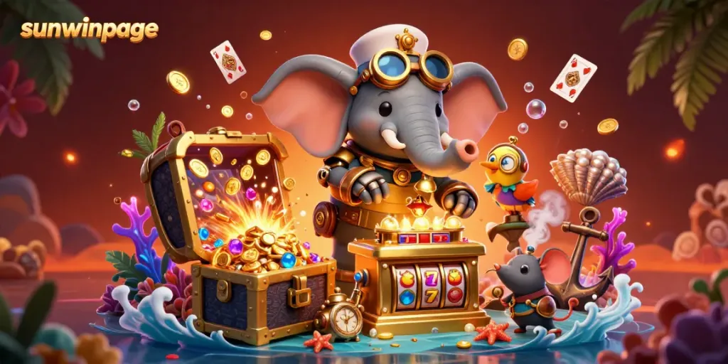 Engage with the exciting sunwinpage slot experience featuring vibrant characters and colorful casino elements.