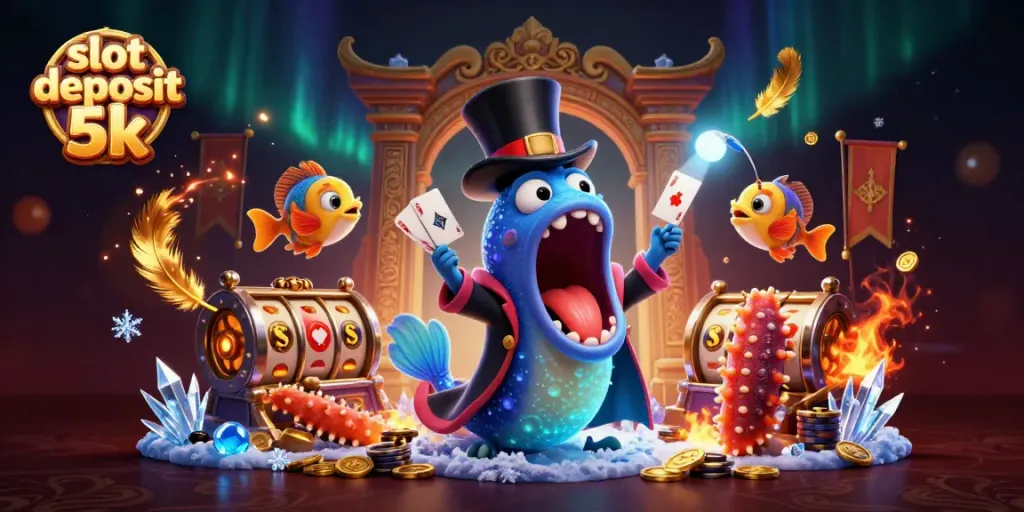 Experience thrilling action in this imaginative scene depicting slot deposit 5k with engaging characters in a magical casino setting.