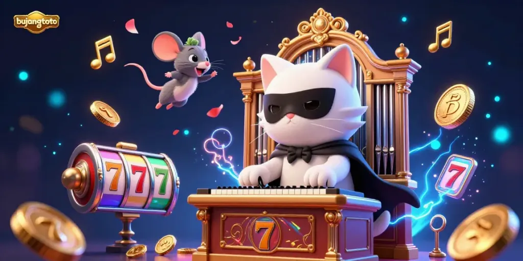 Experience thrilling slots action with bujangtoto featuring a captivating casino scene filled with vibrant characters and dynamic energy.