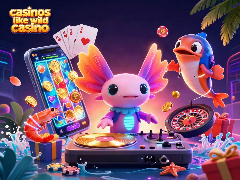 Join the fun at casinos like wild casino with vibrant gaming scenes featuring colorful characters.