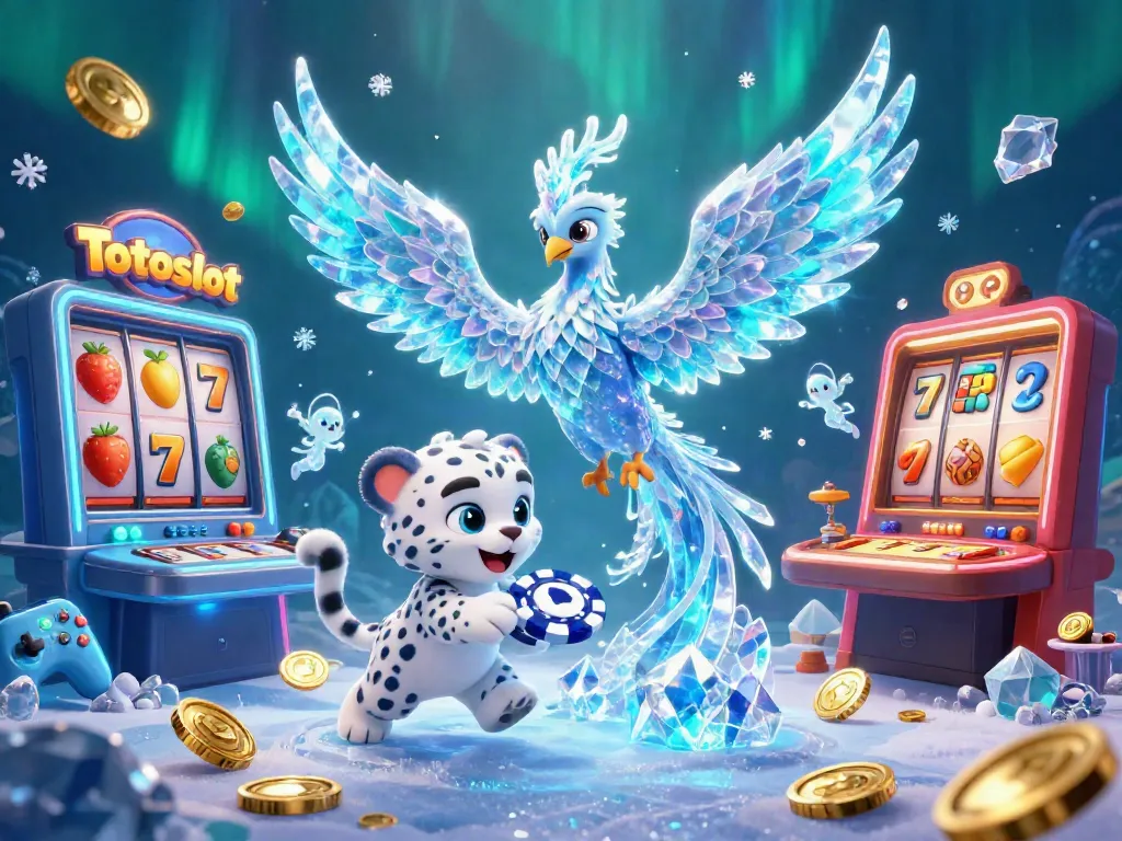 Totoslot menghadirkan slot yang penuh warna dalam ilustrasi kasino virtual berenergi.
