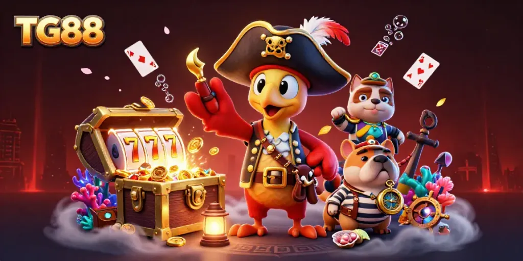 Engage with TG88's world of exciting slots and treasures in vibrant 3D illustration.