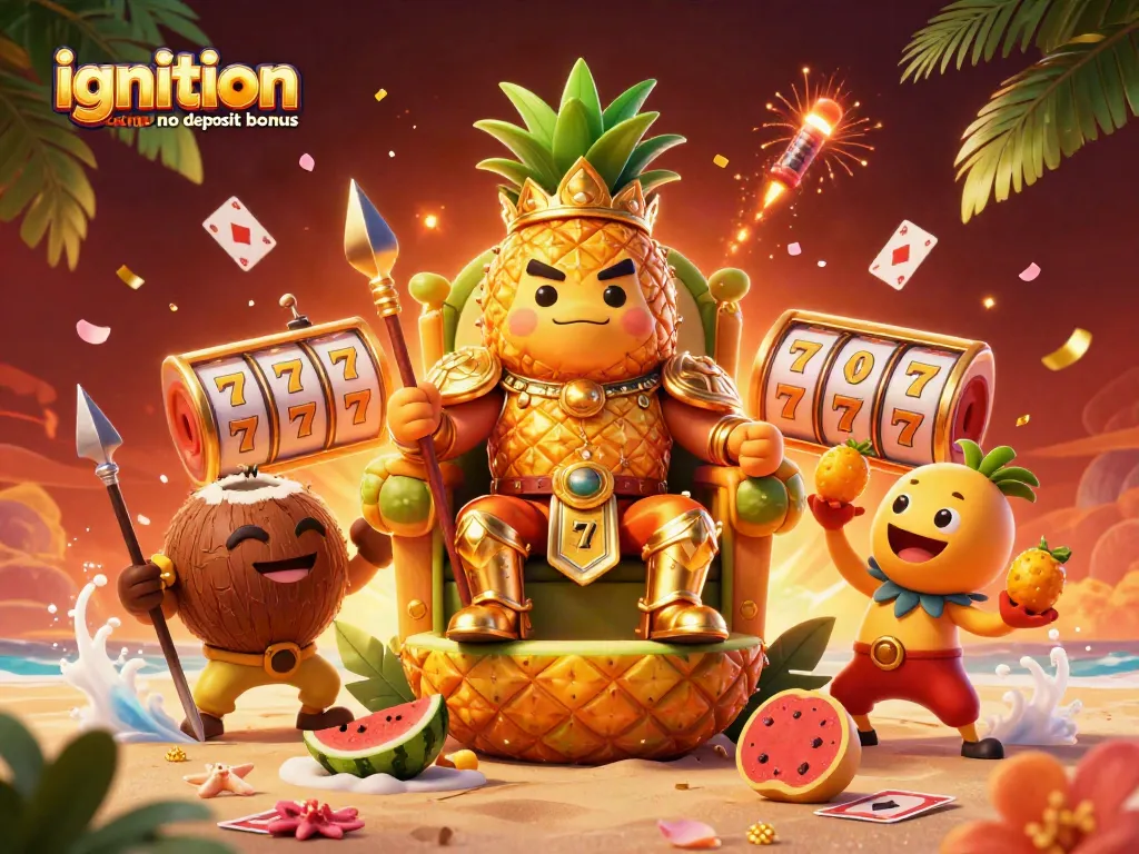 Experience the excitement of Ignition Casino no deposit bonus with vibrant characters and dynamic casino elements.