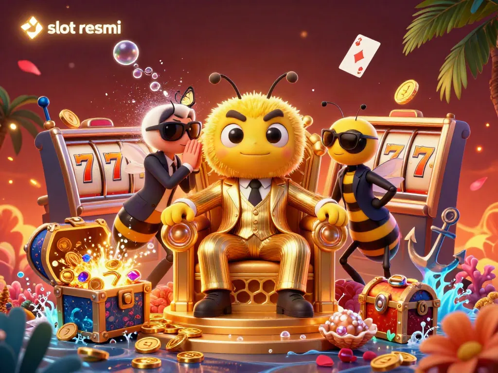Experience the thrill of slot resmi adventures with a vibrant 3D bumblebee mob boss ruling a casino scene.