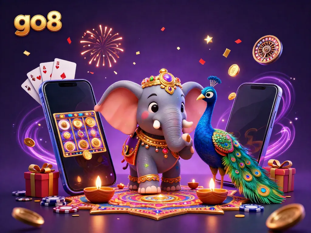 Engage with the go8 gaming adventure featuring vibrant characters and rich casino elements in a dynamic 3D scene.