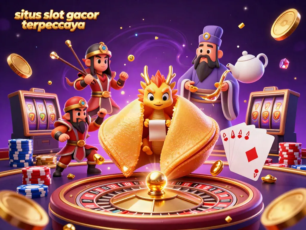 Engage with the vibrant world of situs slot gacor terpercaya featuring a dynamic casino scene full of gold and excitement.