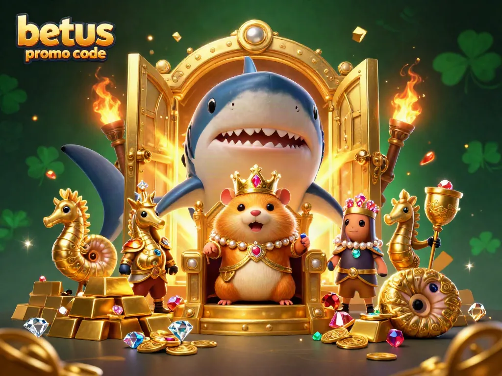 Experience the excitement of BetUS promo code offers amid treasures and animated casino scenes.