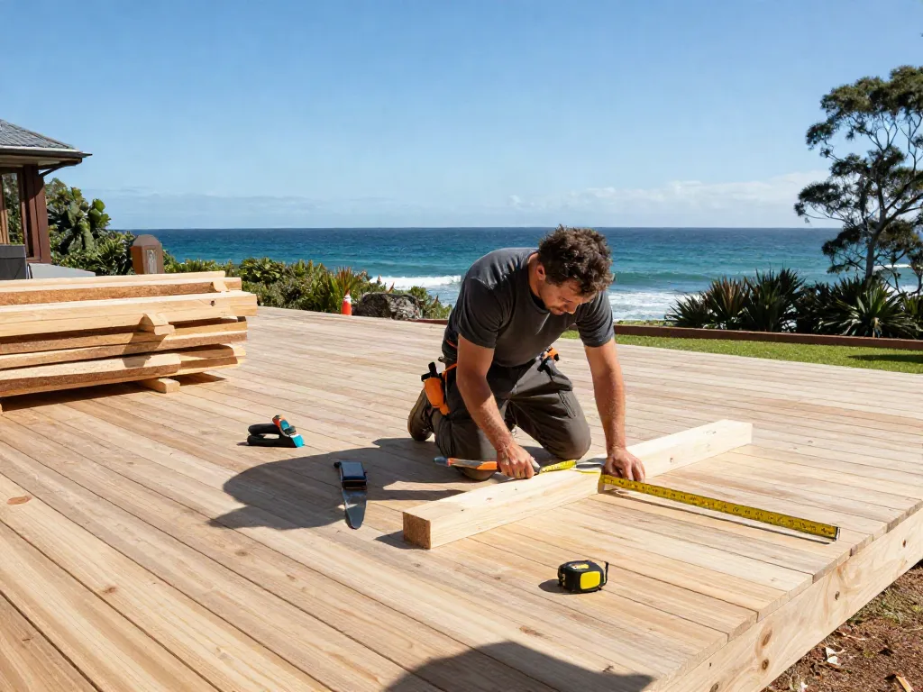 Deck Builders Manly showcasing skilled craftsmanship in a sunny outdoor setting.