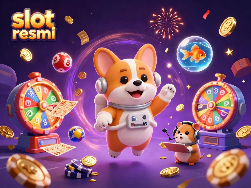 Experience slot resmi in a vibrant casino scene with colorful elements and charming characters.