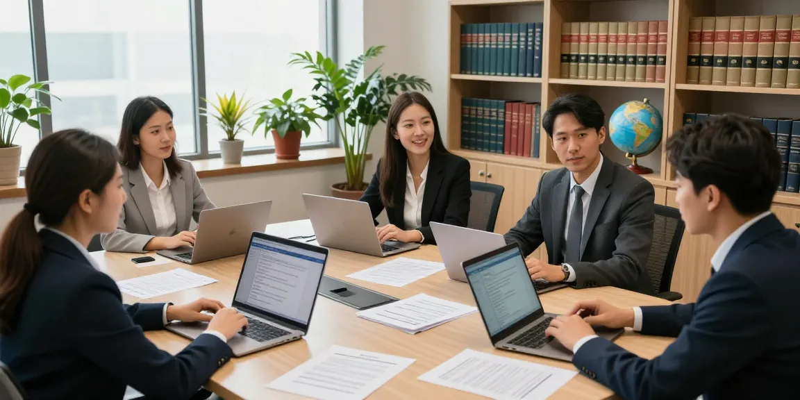 Immigration attorneys collaborating in an inviting legal office to find immigration lawyer services.