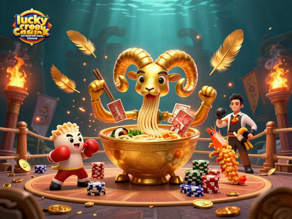 Win big with lucky creek casino no deposit bonus in a vibrant 3D casino scene!
