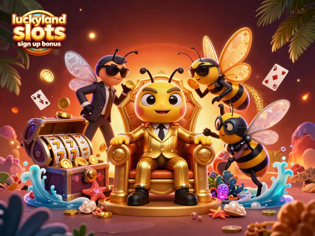Engage with the luckyland slots sign up bonus and discover vibrant 3D casino elements in a dynamic scene.